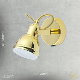 Happy Homewares Unique Industrial Designed Switched Wall Spot Light in Gold - thumbnail 6