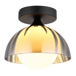 Netlighting Eva Bowl Semi Flush Ceiling Light Matt Black Smoke Glass Shade 1x G9