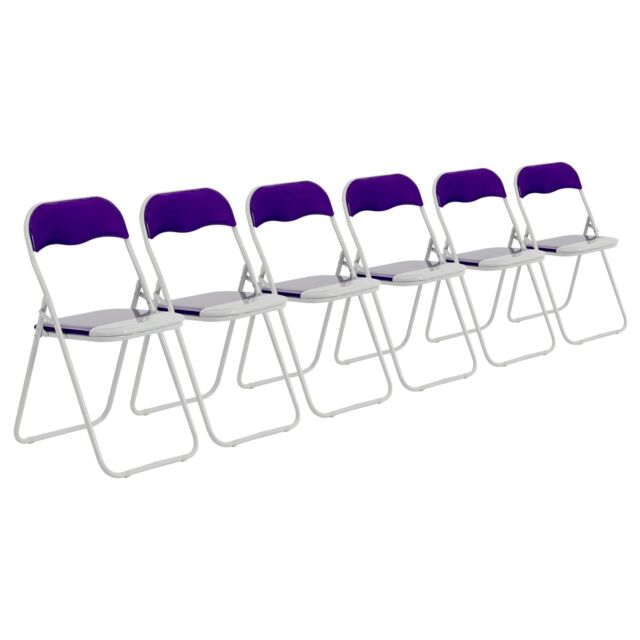 Harbour Housewares Coloured Padded Folding Chairs Pack of 6 in Purple - image 1