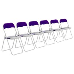 Harbour Housewares Coloured Padded Folding Chairs Pack of 6 in Purple - thumbnail 1