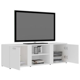 Berkfield Home TV Cabinet White 120x34x37 cm Engineered Wood - Size: 120 x 34 x 37 cm - thumbnail 5
