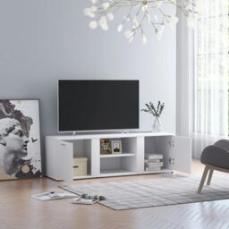 Berkfield Home TV Cabinet White 120x34x37 cm Engineered Wood - Size: 120 x 34 x 37 cm - thumbnail 4
