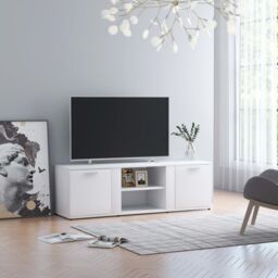 Berkfield Home TV Cabinet White 120x34x37 cm Engineered Wood - Size: 120 x 34 x 37 cm - thumbnail 1