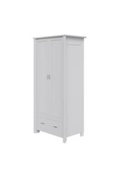 Living and Home Modern Double-Door Wardrobe with Drawer & Hanging Rail in White - thumbnail 6