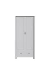 Living and Home Modern Double-Door Wardrobe with Drawer & Hanging Rail in White - thumbnail 5