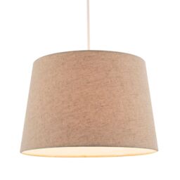 Happy Homewares Natural Oatmeal Textured Linen Fabric Lamp Shade with Cotton Lining in Light Beige - Size: 12 inches - thumbnail 2