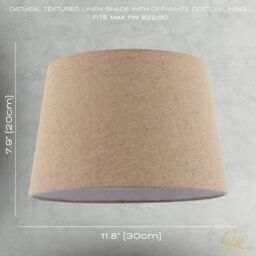 Happy Homewares Natural Oatmeal Textured Linen Fabric Lamp Shade with Cotton Lining in Light Beige - Size: 12 inches - thumbnail 7