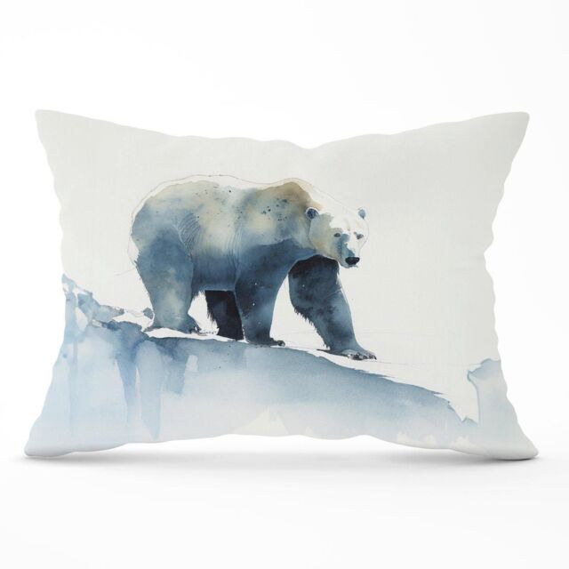 Warren Reed - Designer Polar Bear Watercolour Cushions in Brown - Size: 45 cm x 45 cm - image 1