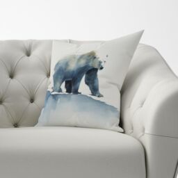 Warren Reed - Designer Polar Bear Watercolour Cushions in Brown - Size: 45 cm x 45 cm - thumbnail 3
