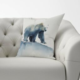 Warren Reed - Designer Polar Bear Watercolour Cushions in Brown - Size: 45 cm x 45 cm - thumbnail 2