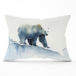 Warren Reed - Designer Polar Bear Watercolour Cushions in Brown - Size: 45 cm x 45 cm - thumbnail 1