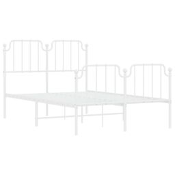 Berkfield Home Metal Bed Frame with Headboard & Footboard White 120x200 cm - Size: Small Double - thumbnail 4