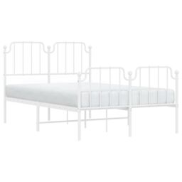 Berkfield Home Metal Bed Frame with Headboard & Footboard White 120x200 cm - Size: Small Double - thumbnail 3
