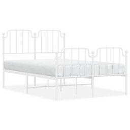 Berkfield Home Metal Bed Frame with Headboard & Footboard White 120x200 cm - Size: Small Double - thumbnail 2