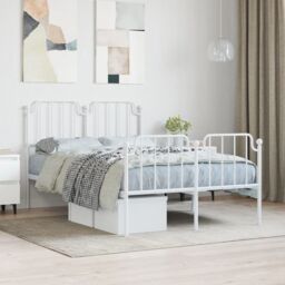 Berkfield Home Metal Bed Frame with Headboard & Footboard White 120x200 cm - Size: Small Double - thumbnail 1