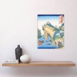 "Artery8 Noto Province Waterfall Bay Japanese Wall Art Print Hiroshige in Blue - Size: W12"" x H16""" - thumbnail 4