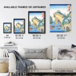 "Artery8 Noto Province Waterfall Bay Japanese Wall Art Print Hiroshige in Blue - Size: W12"" x H16""" - thumbnail 3