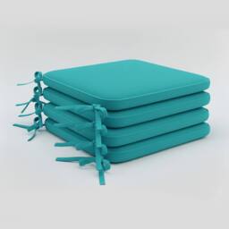 Snug City Foam Seat Pad with Ties Chair Cushion for Dining, Kitchen Pack of 4 in Teal - thumbnail 2