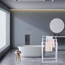 Nordara White-3 Tier Towel Rail Stand Rack Storage Bathroom in White - thumbnail 3