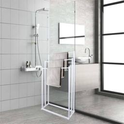 Nordara White-3 Tier Towel Rail Stand Rack Storage Bathroom in White - thumbnail 4