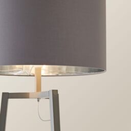 ValueLights Hiru Grey 3 Tier Shelf Floor Lamp with Grey & Chrome Shade & Bulb in Metallic Silver - thumbnail 4