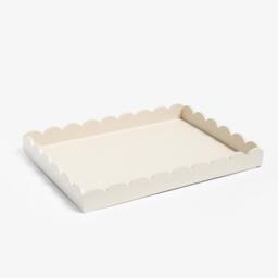 OHS Scallop Edge Storage Tray Engineered Wood Decorative Organiser in Cream - thumbnail 4