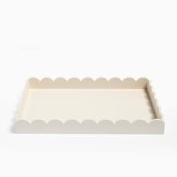 OHS Scallop Edge Storage Tray Engineered Wood Decorative Organiser in Cream - thumbnail 5
