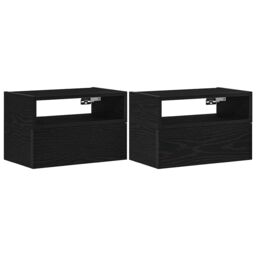 Berkfield Home Wall-mounted Bedside Cabinets 2 pcs Black 45x26x28.5 cm - thumbnail 2