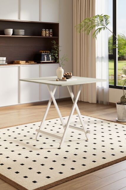 Living and Home Folding Wooden Dining Table for Indoor Outdoor Champing in White - image 1