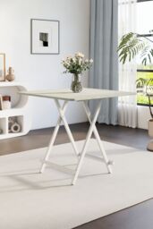 Living and Home Folding Wooden Dining Table for Indoor Outdoor Champing in White - thumbnail 2