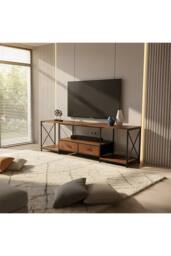 Living and Home TV Stand with Fabric Drawers in Brown - thumbnail 3