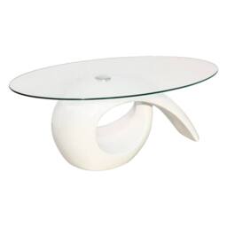 Berkfield Home Coffee Table with Oval Glass Top High Gloss White - thumbnail 2