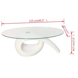 Berkfield Home Coffee Table with Oval Glass Top High Gloss White - thumbnail 4