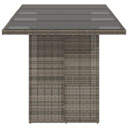 Berkfield Home Garden Table with Glass Top Grey 190x80x74 cm Poly Rattan - Size: 190 x 80 x 74 cm - thumbnail 4