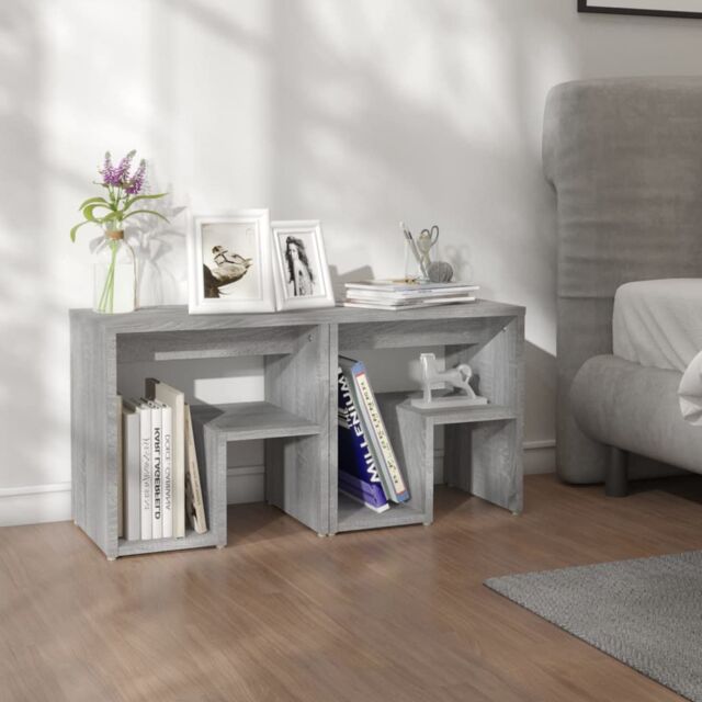 Berkfield Home Bed Cabinets 2 pcs Grey Sonoma 40x30x40 cm Engineered Wood - Size: 40 x 30 x 40 cm - image 1
