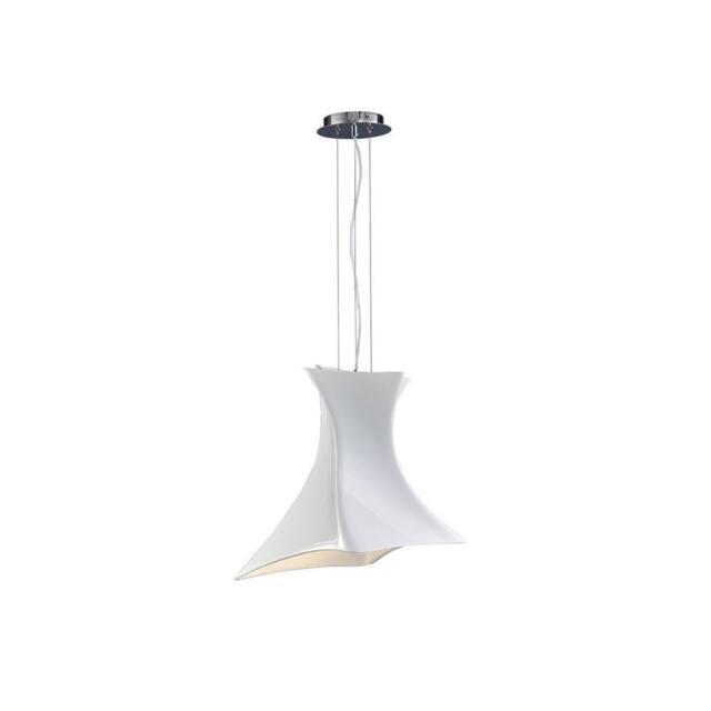 Netlighting Twist Dome Ceiling Pendant E27 Gloss White Polished Chrome - image 1
