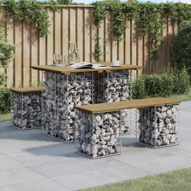 Berkfield Home Garden Bench Gabion Design 100x70x72 cm Impregnated Wood Pine in Brown - Size: 100 x 70 x 72 cm - image 1