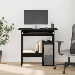 Berkfield Home Desk Black Oak 80x45x74 cm Engineered Wood - Size: 80 x 45 x 74 cm - thumbnail 3