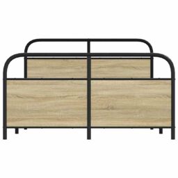 Berkfield Home Metal Bed Frame without Mattress Sonoma Oak 137x190 cm in Brown - thumbnail 4