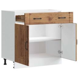 Berkfield Home Kitchen Base Cabinet Lucca Old Wood Engineered Wood in Brown - thumbnail 4