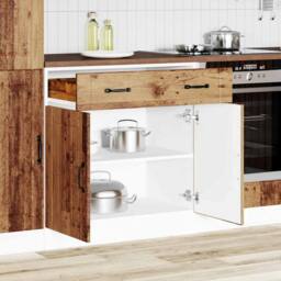 Berkfield Home Kitchen Base Cabinet Lucca Old Wood Engineered Wood in Brown - thumbnail 1