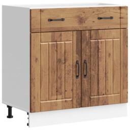 Berkfield Home Kitchen Base Cabinet Lucca Old Wood Engineered Wood in Brown - thumbnail 2