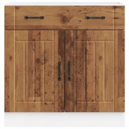 Berkfield Home Kitchen Base Cabinet Lucca Old Wood Engineered Wood in Brown - thumbnail 3