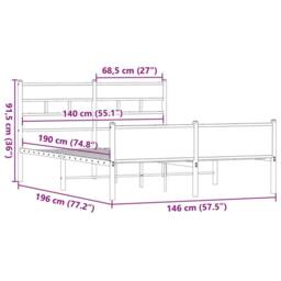 Berkfield Home Elegant Bed Frame without Mattress Smoked Oak 140x190 cm Engineer in Brown - thumbnail 9