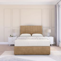 "Sloomy Kansas Dumfries Bed Set With 4 Drawers, Mattress & 26"" Headboard in Light Beige - Size: King" - thumbnail 2