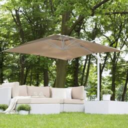 Wyld and Coco 235 cm Cantilever Garden Parasol Sand Beige Canopy White Steel Pole