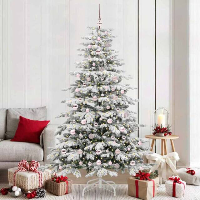 Berkfield Home Artificial Hinged Christmas Tree White 210 cm PE & PVC - image 1