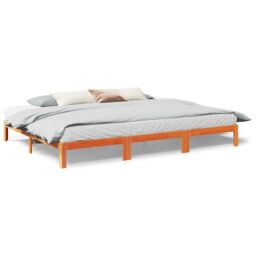 Berkfield Home Family Bed Frame No Mattress Wax Brown 240x200 cm Solid Wood Pine - thumbnail 2