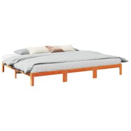 Berkfield Home Family Bed Frame No Mattress Wax Brown 240x200 cm Solid Wood Pine - thumbnail 1