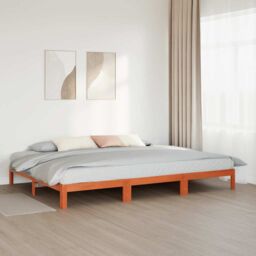Berkfield Home Family Bed Frame No Mattress Wax Brown 240x200 cm Solid Wood Pine - thumbnail 4